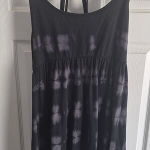 Roxy Black and Gray Tie-Dye Tank Top